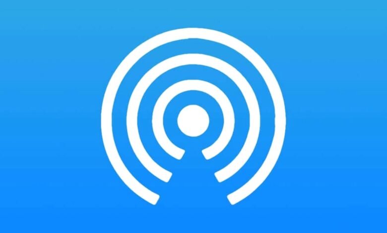Airdrop logo with blue background